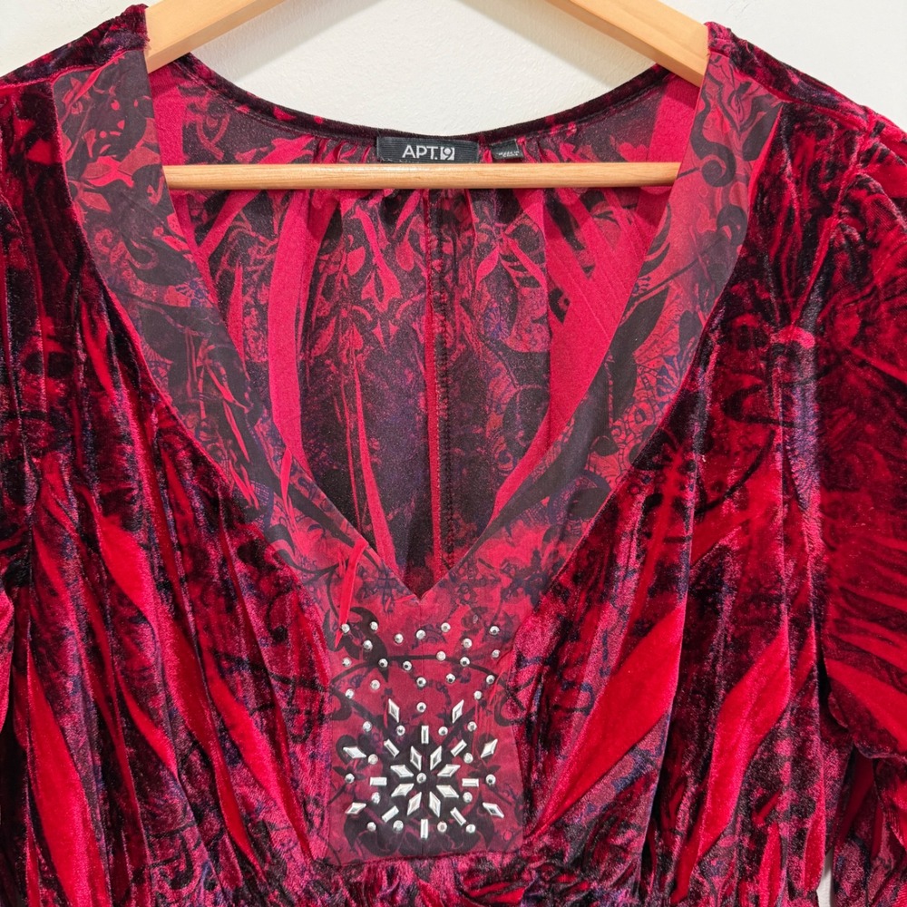 Velour Babydoll Top Sz 1X Dark Fairy Whimsigoth Grunge Vamp Witchy Dark Romantic - Picture 3 of 10